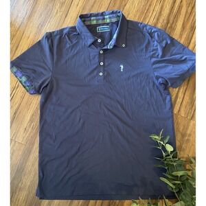 William Murray Golf Polo Shirt Men's Large Performance Stretch Tartan Plaid Blue